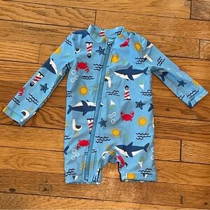 Carter's Blue and White One Piece Swimwear with Nautical Print